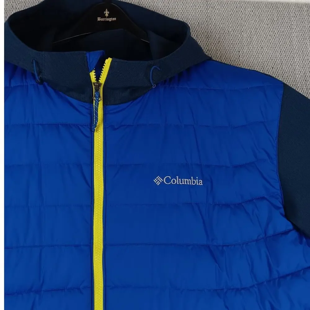 Columbia Oyanta Trail Hybrid Hooded Puffer Jacket Mens‎ XXL Blue Therma Coil Zip